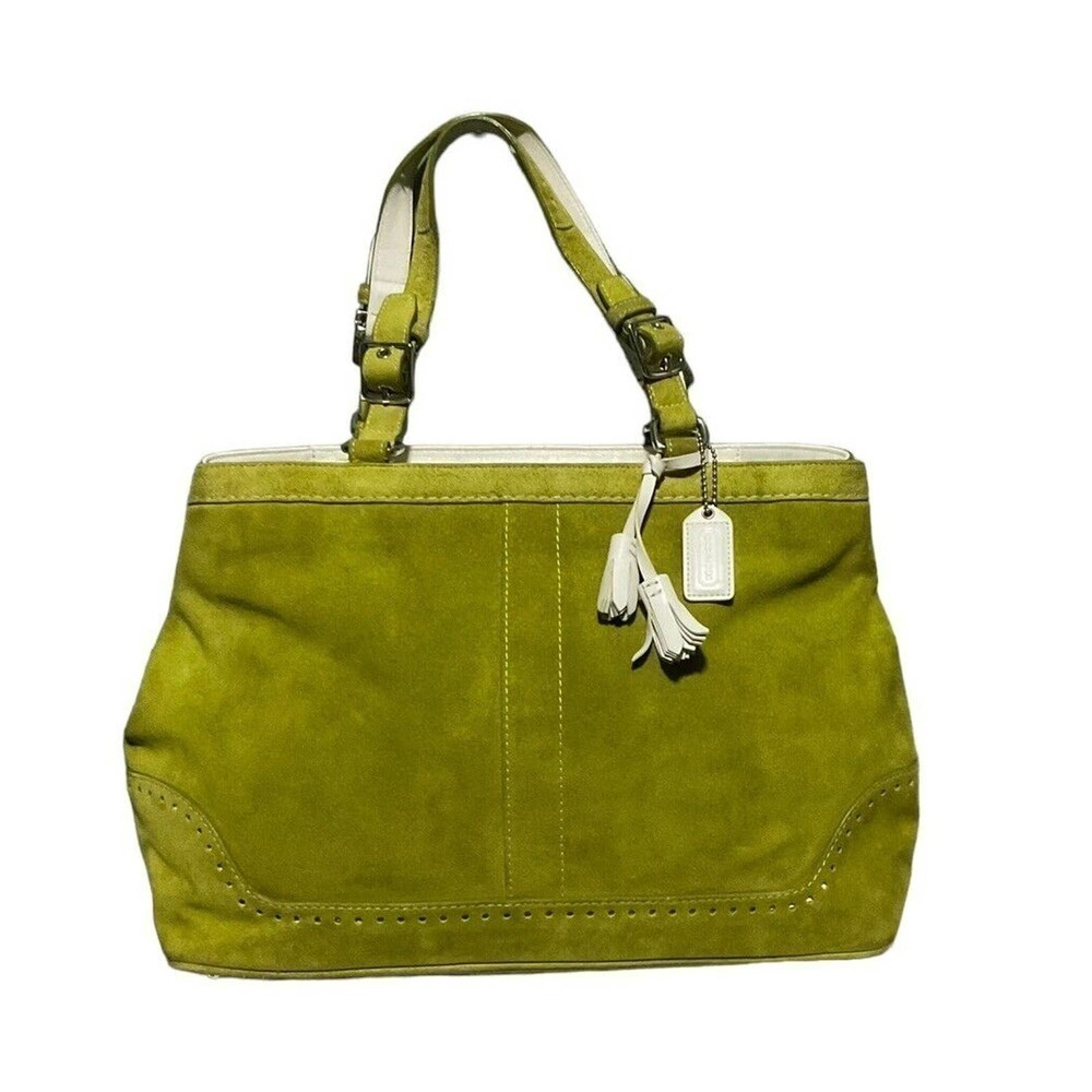 Coach Green and White Satchel